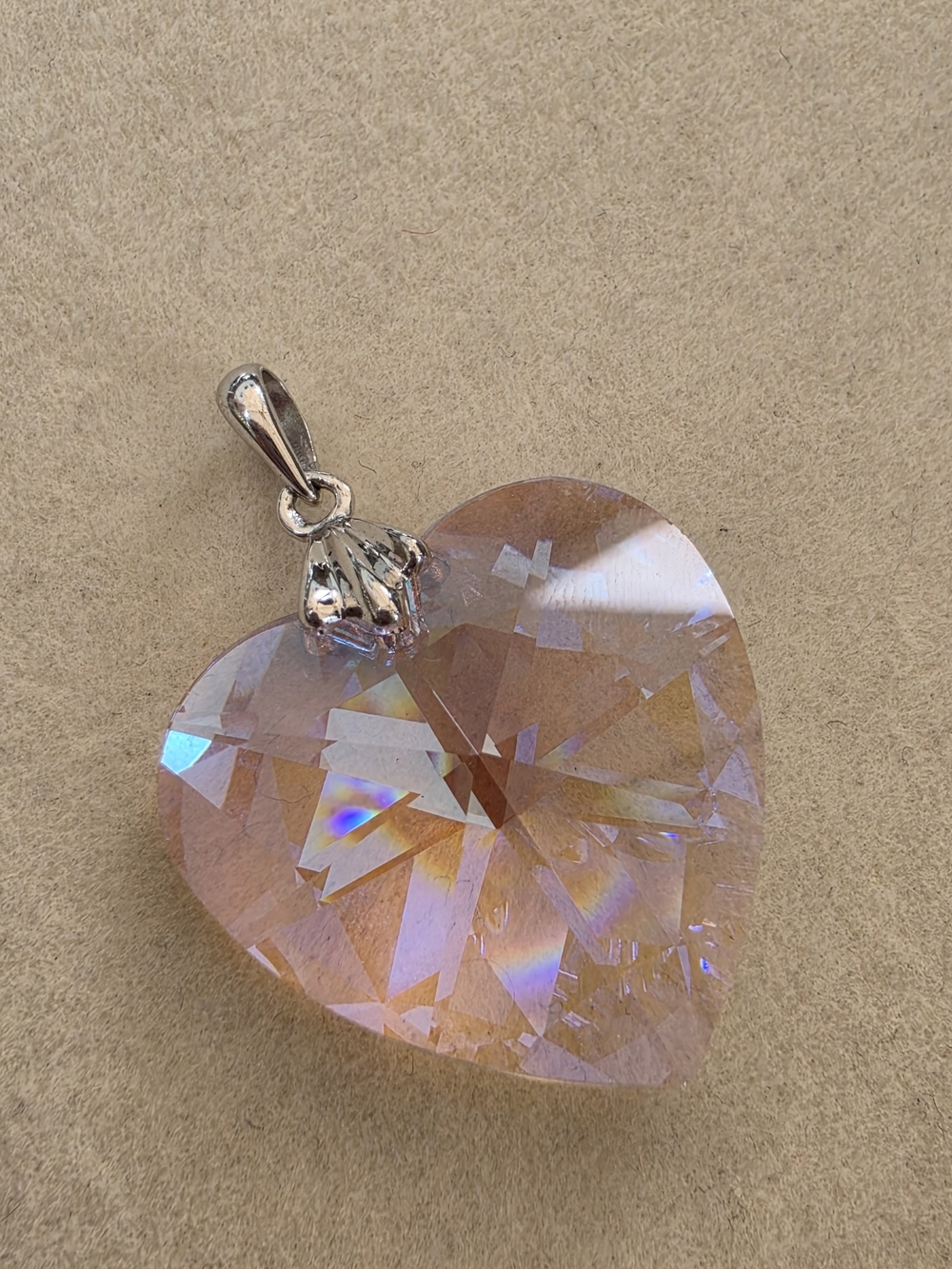 Swarovski STRASS AB Crystal Heart Pendant • Sterling Silver Bail • 11.86g